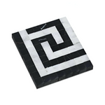 Carrara White Marble Honed Greek Key Border Corner w/ Black Dots - American Tile Depot