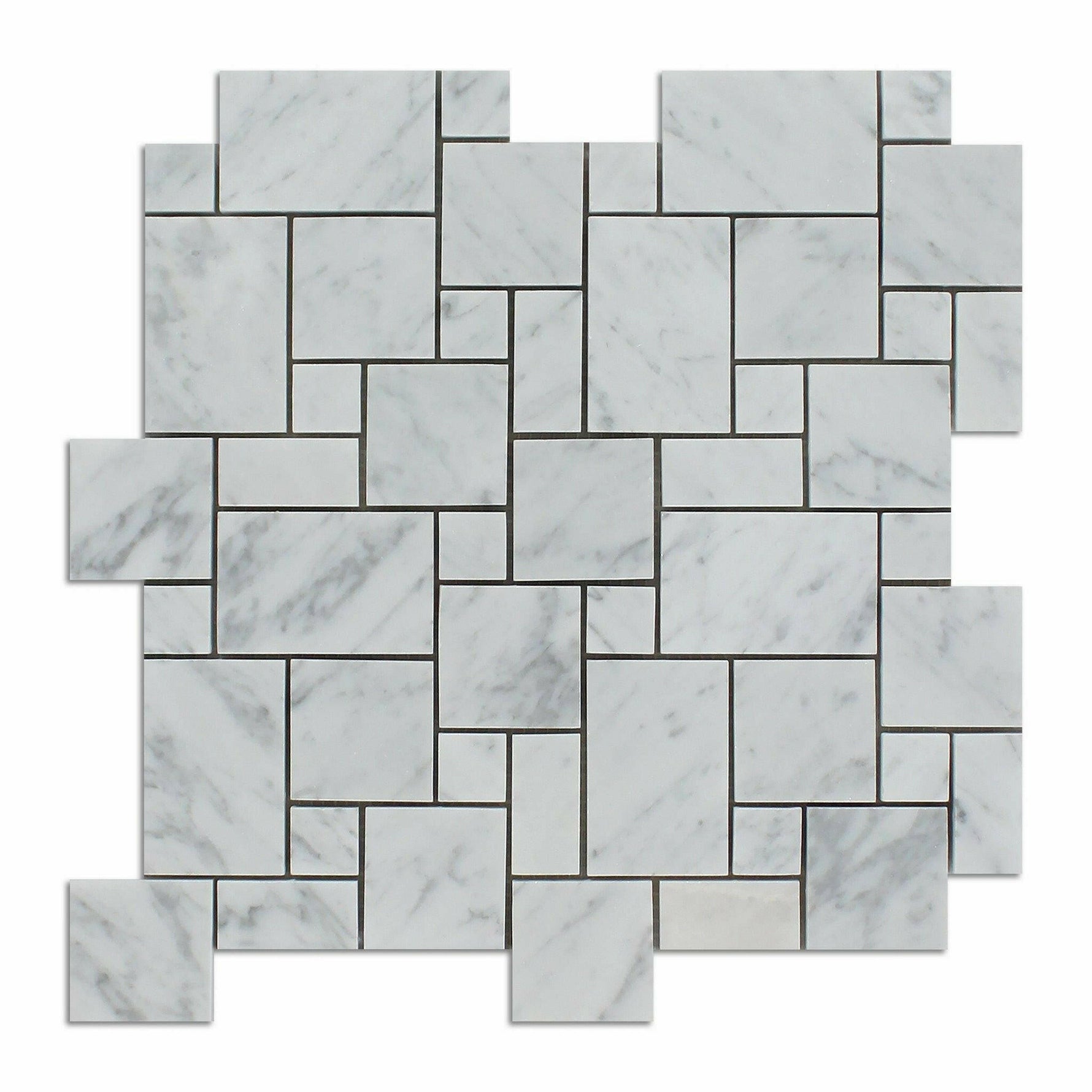 Carrara White Marble Honed Mini Versailles Mosaic Tile-American Tile Depot