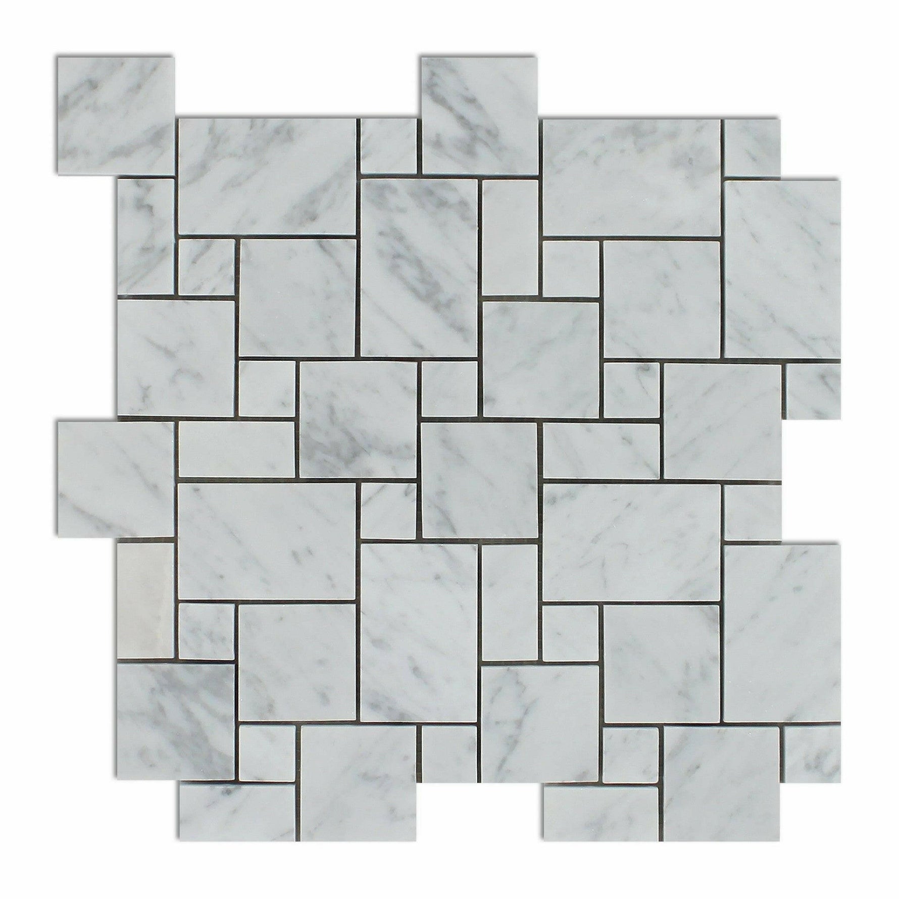 Carrara White Marble Honed Mini Versailles Mosaic Tile-American Tile Depot