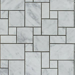 Carrara White Marble Honed Mini Versailles Mosaic Tile-American Tile Depot