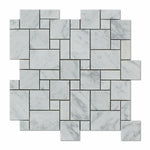 Carrara White Marble Honed Mini Versailles Mosaic Tile-American Tile Depot