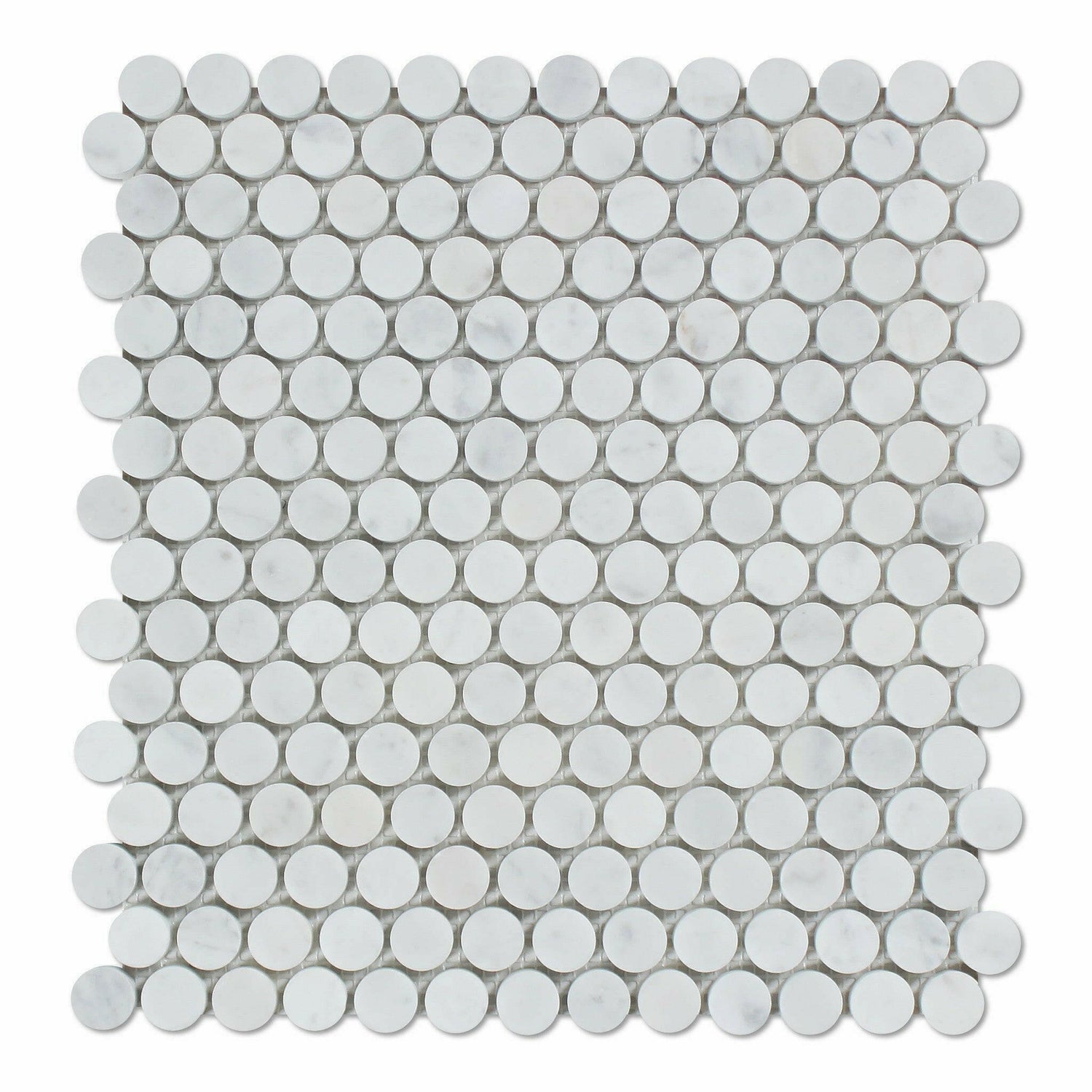 Carrara White Marble Honed Penny Round Mosaic Tile-American Tile Depot