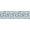 Carrara White Marble Polished Greek Key Border w / Blue Gray Dots-American Tile Depot
