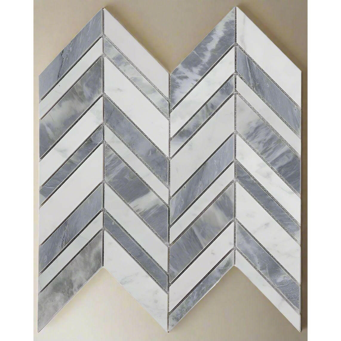 Chevron Shadow Lava Polished Marble Mosaic Tile-American Tile Depot