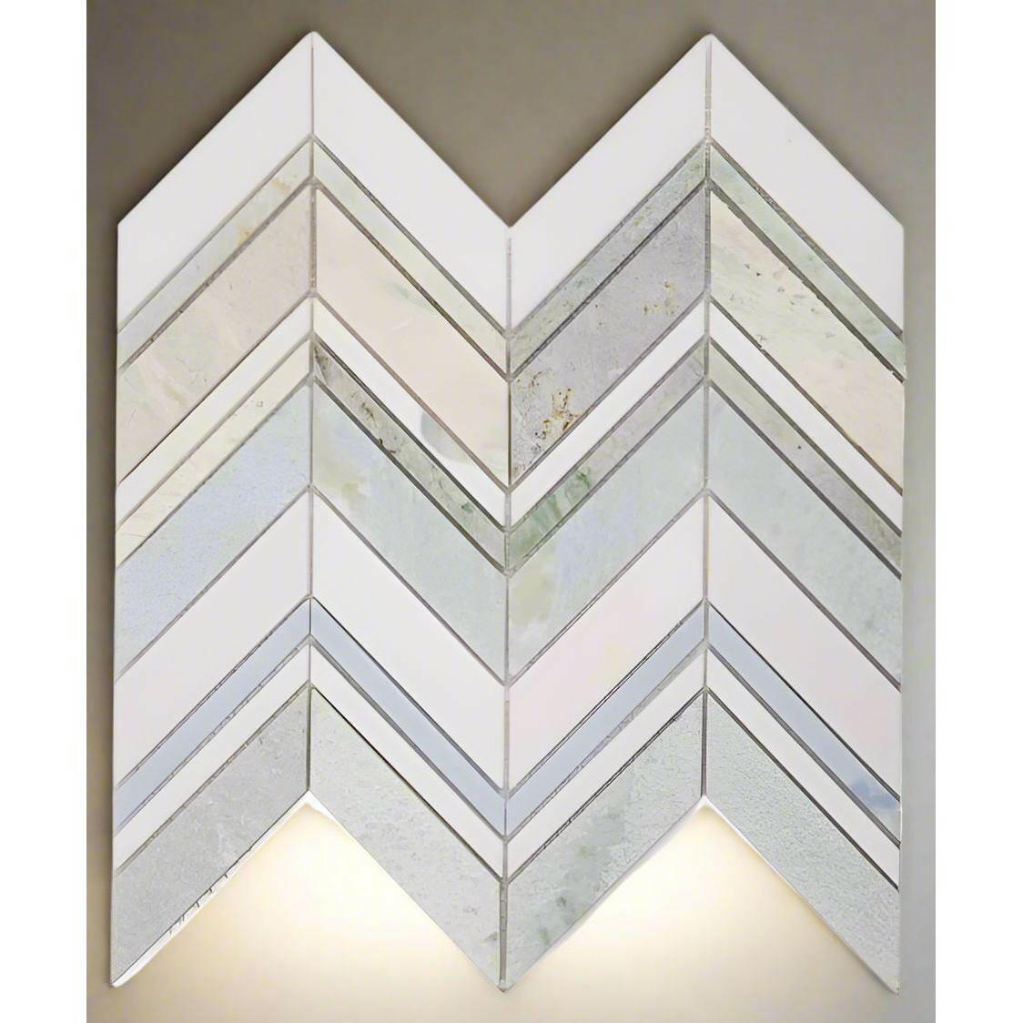 Chevron Spring Polished Marble Mosaic Tile-American Tile Depot