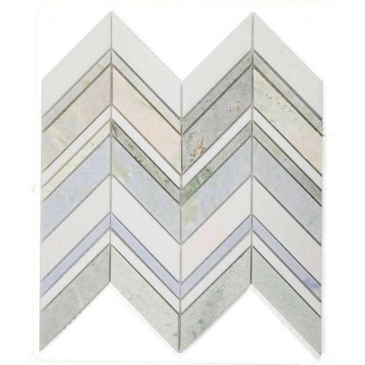 Chevron Spring Polished Marble Mosaic Tile-American Tile Depot