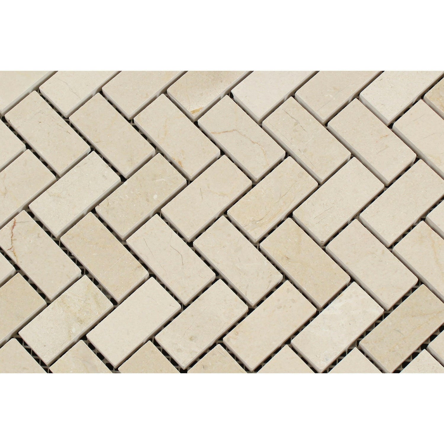 Crema Marfil Marble Honed 1 x 2 Herringbone Mosaic Tile-American Tile Depot