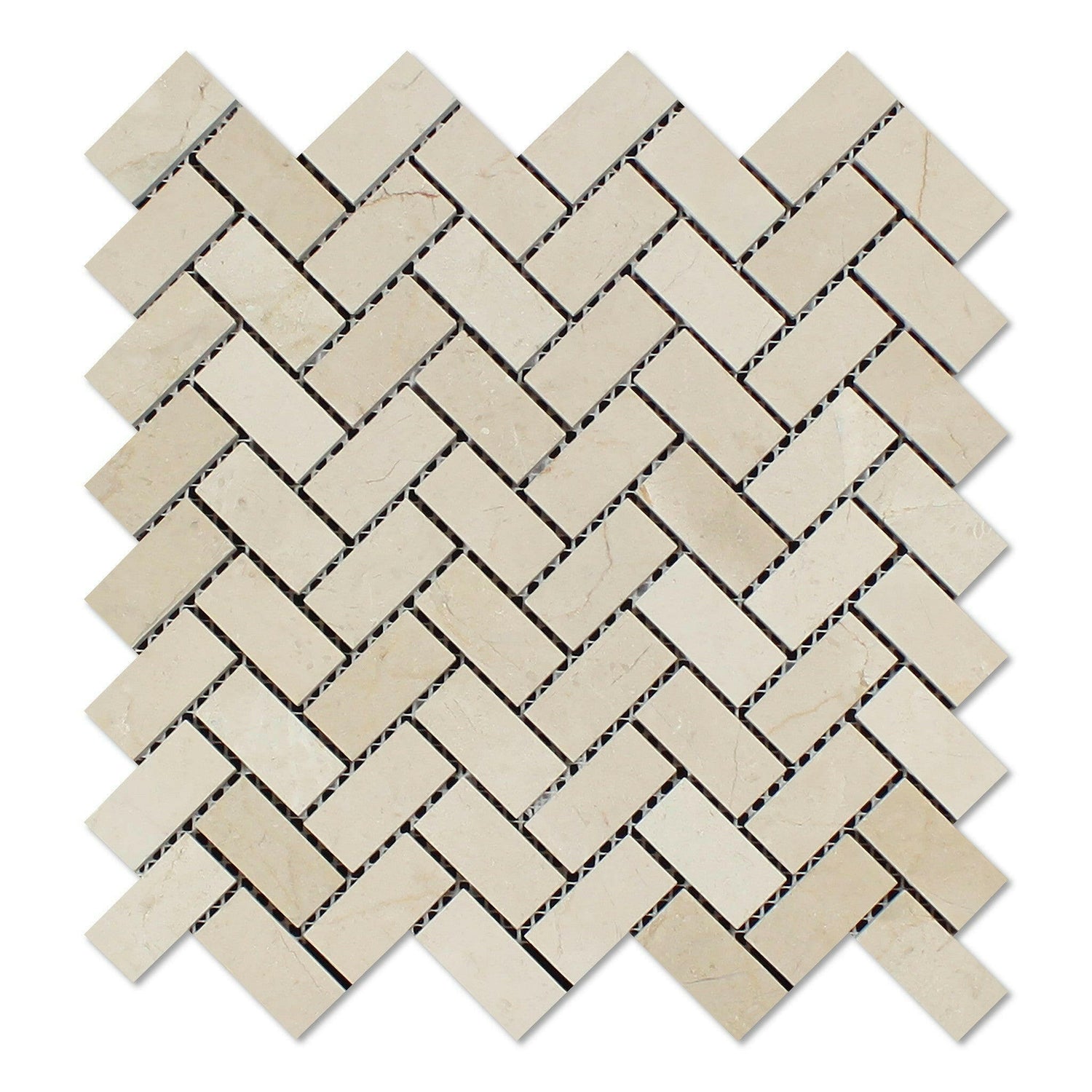 Crema Marfil Marble Honed 1 x 2 Herringbone Mosaic Tile-American Tile Depot