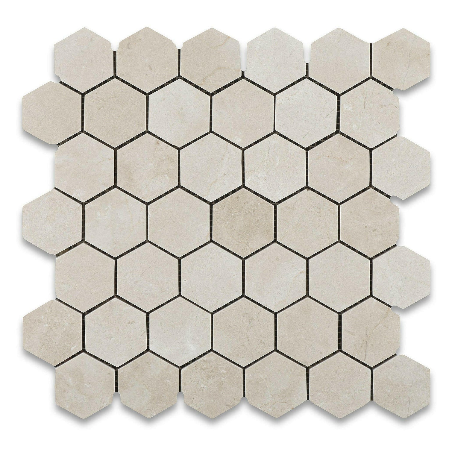 Crema Marfil Marble Honed 2" Hexagon Mosaic Tile-American Tile Depot