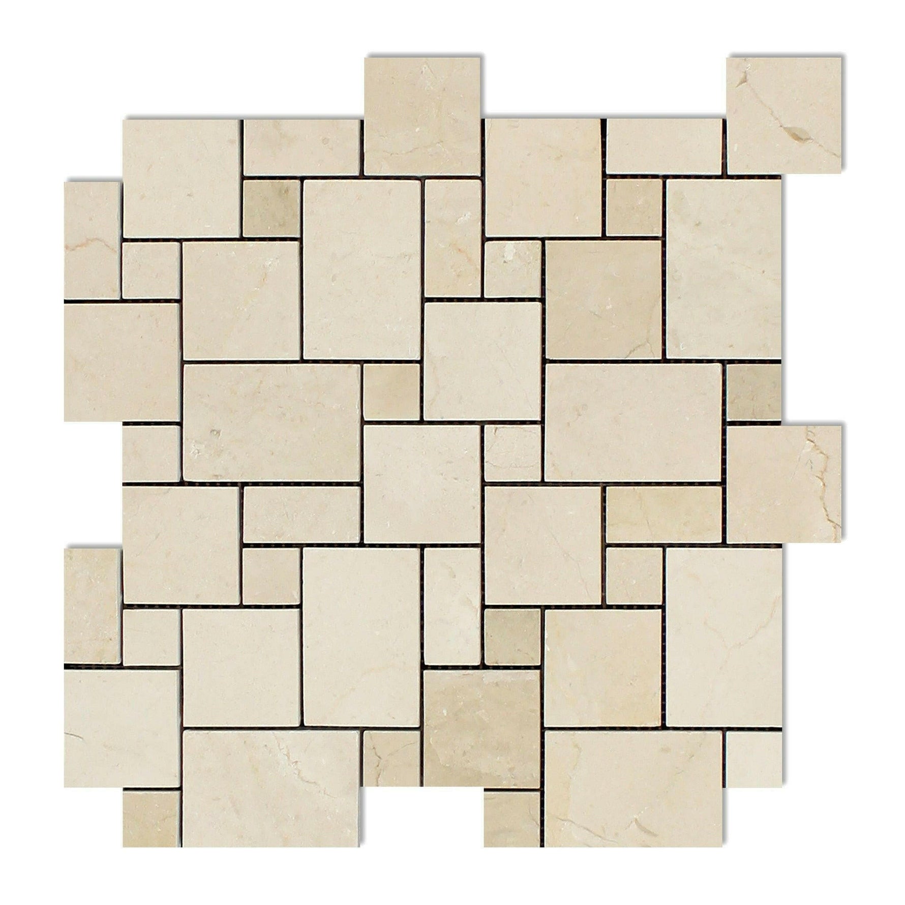 Crema Marfil Marble Honed Mini Versailles Mosaic Tile-American Tile Depot