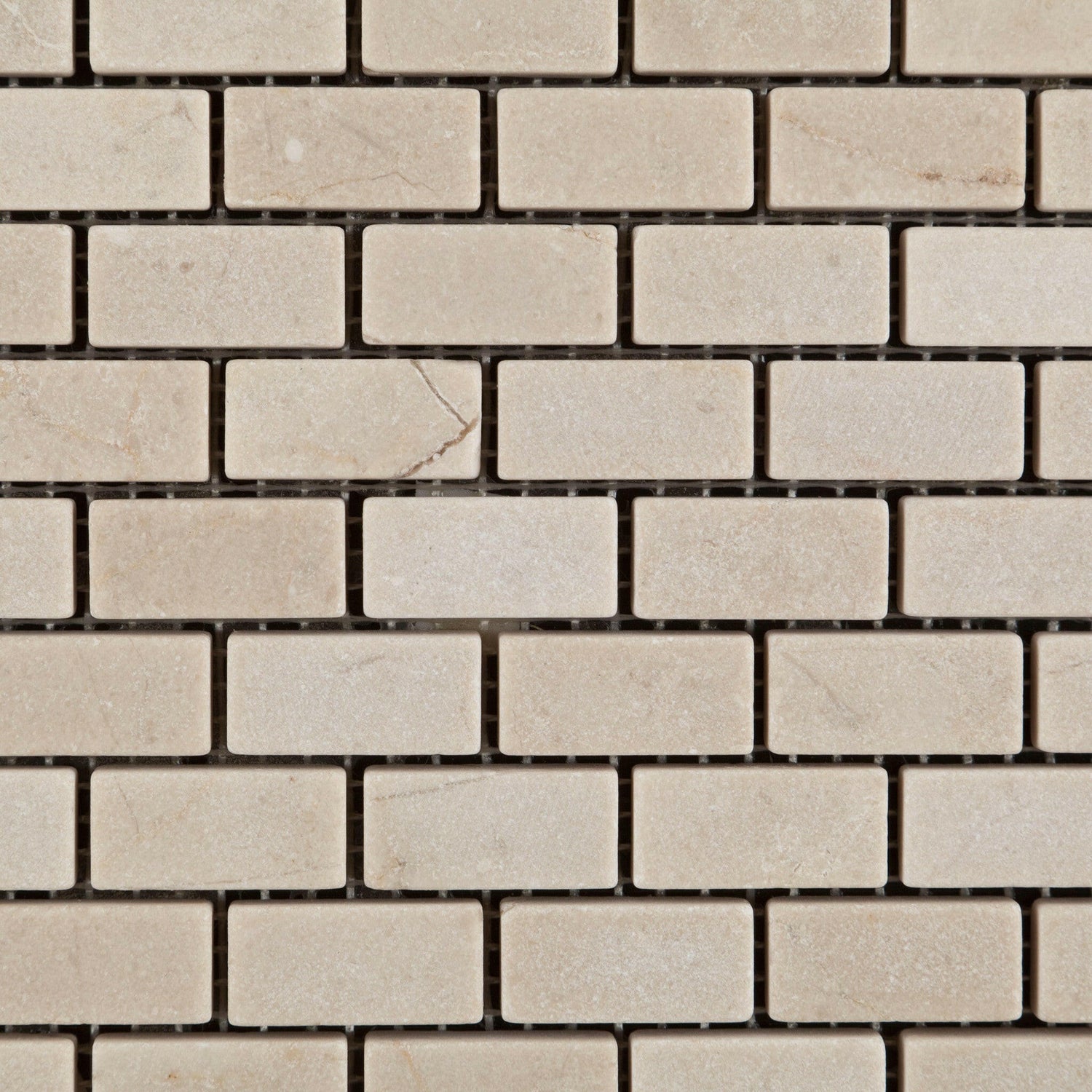 Crema Marfil Marble Tumbled Baby Brick Mosaic Tile-American Tile Depot