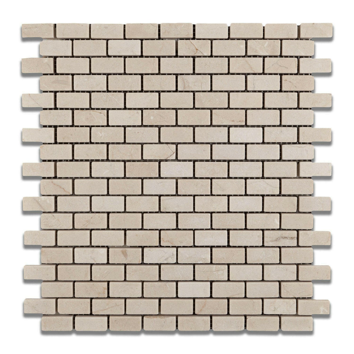 Crema Marfil Marble Tumbled Baby Brick Mosaic Tile-American Tile Depot