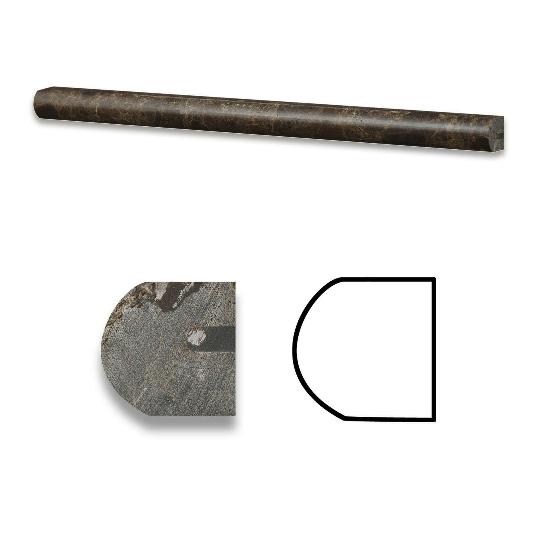 Emperador Dark Marble Polished 3/4 X 12 Bullnose Liner-American Tile Depot