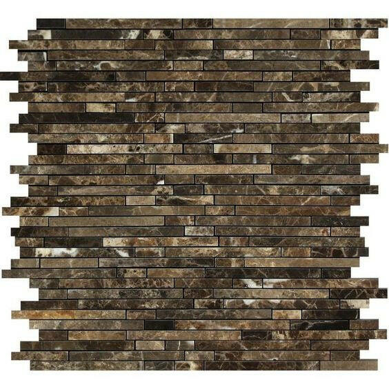 Emperador Dark Marble Polished Bamboo Sticks Mosaic Tile-American Tile Depot