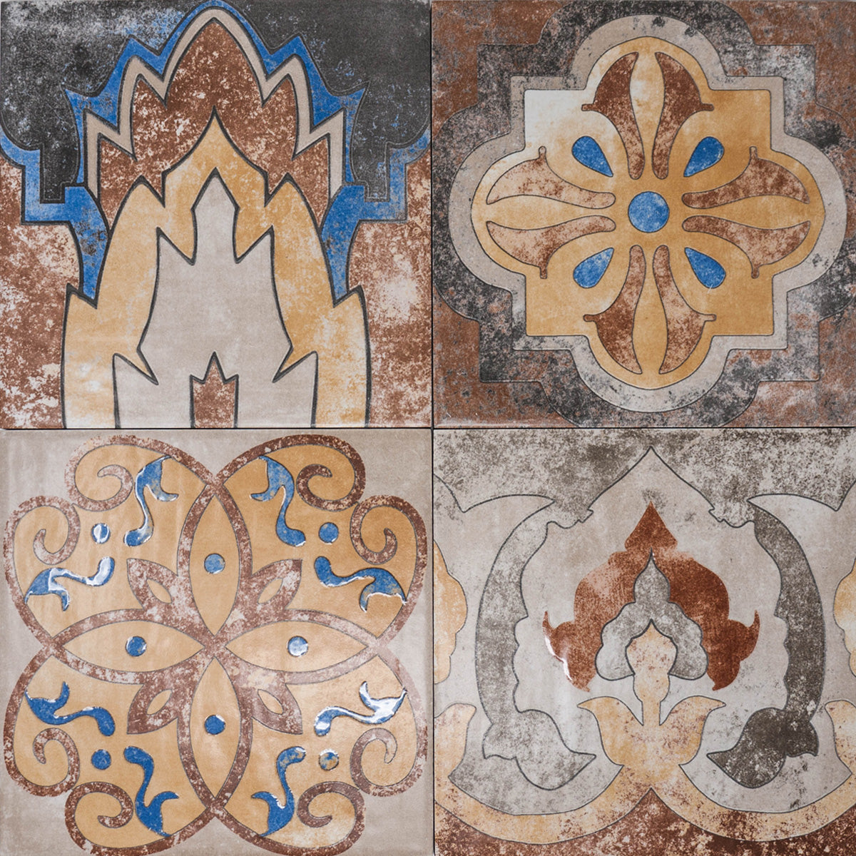 8.8x8.8 Empoli Earth Matte Encaustic Look Porcelain Tile