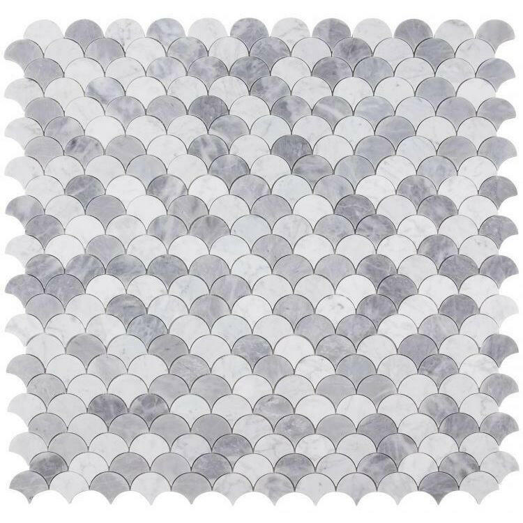Fish Scale Dusk Polished Marble Mosaic Tile-American Tile Depot