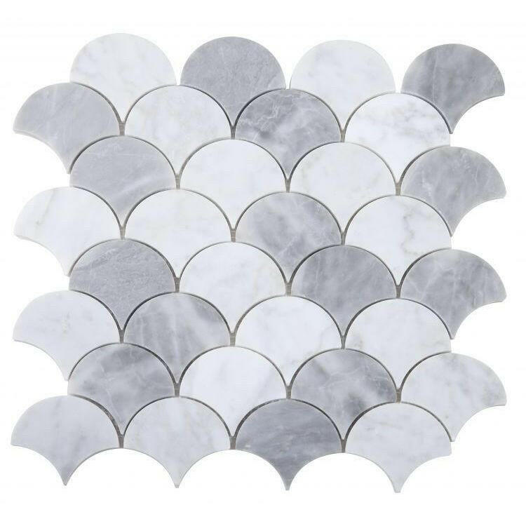 Fish Scale Dusk Polished Marble Mosaic Tile-American Tile Depot