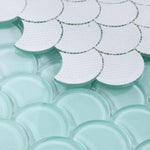 Fish Scale Mint Glossy Glass Mosaic Tile-American Tile Depot
