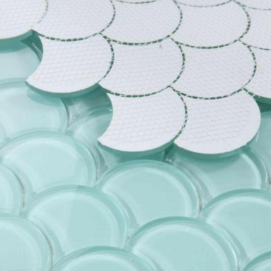 Fish Scale Mint Glossy Glass Mosaic Tile-American Tile Depot