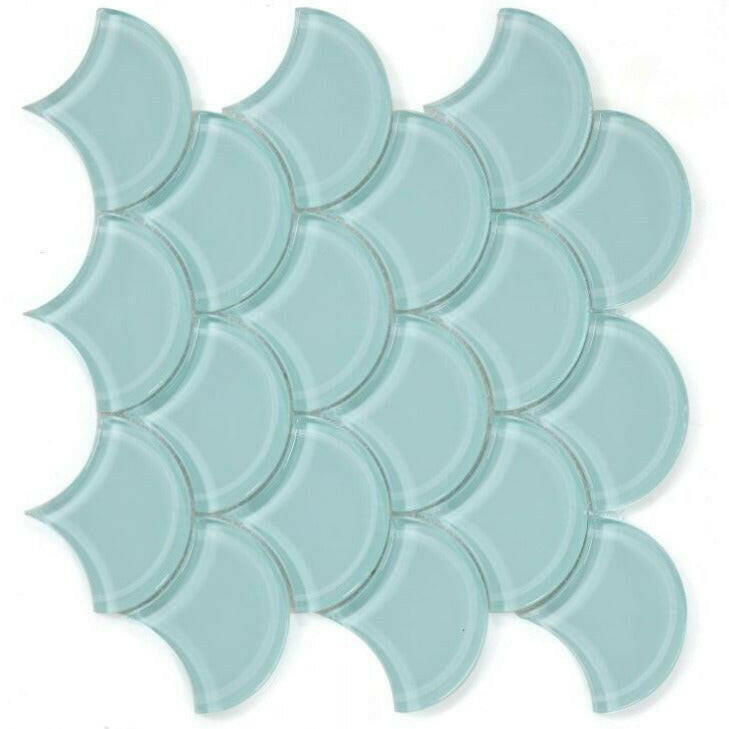 Fish Scale Mint Glossy Glass Mosaic Tile-American Tile Depot