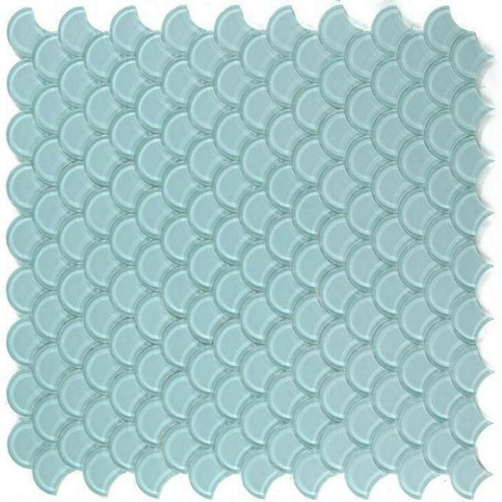 Fish Scale Mint Glossy Glass Mosaic Tile-American Tile Depot