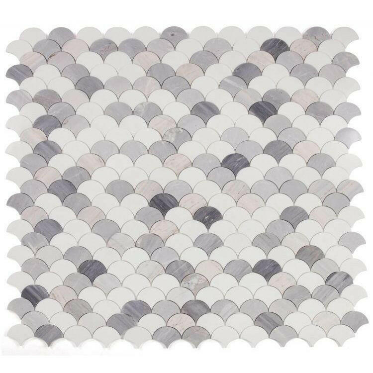 Fish Scale Palissandro Polished Marble Mosaic Tile-American Tile Depot