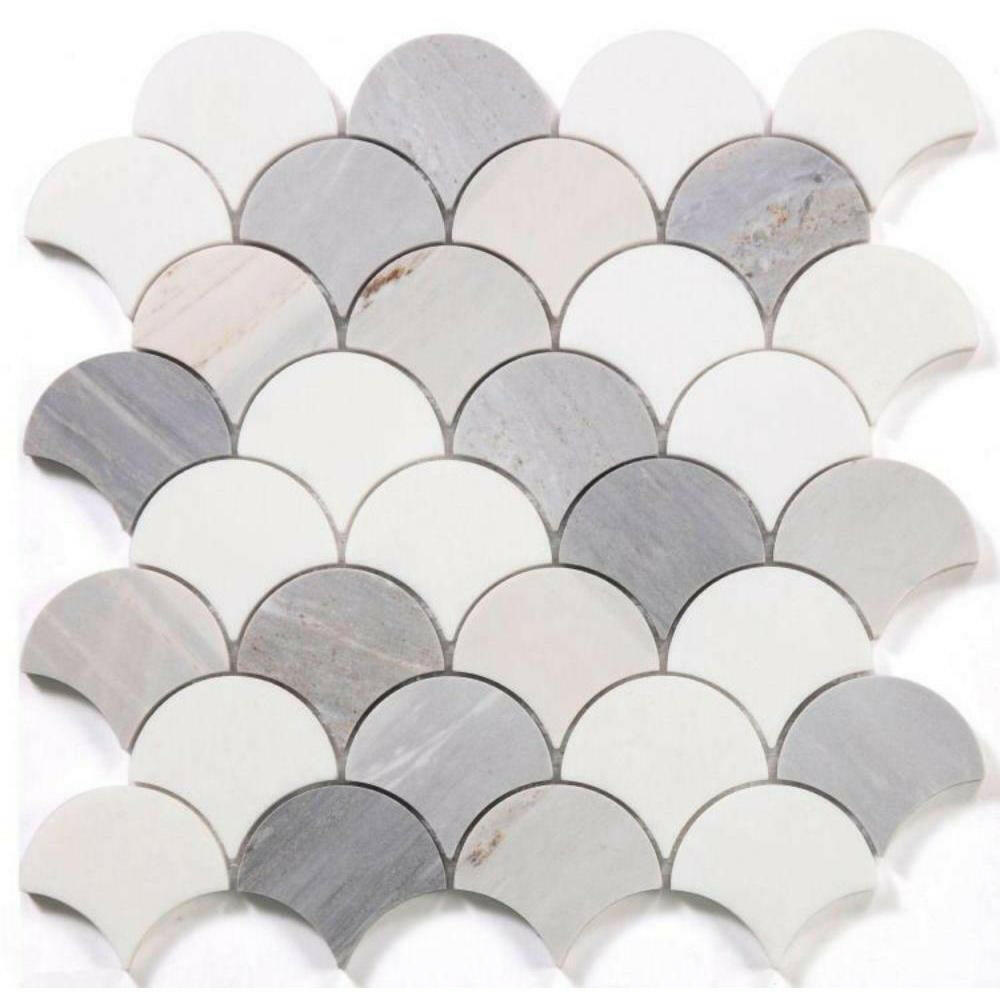 Fish Scale Palissandro Polished Marble Mosaic Tile-American Tile Depot