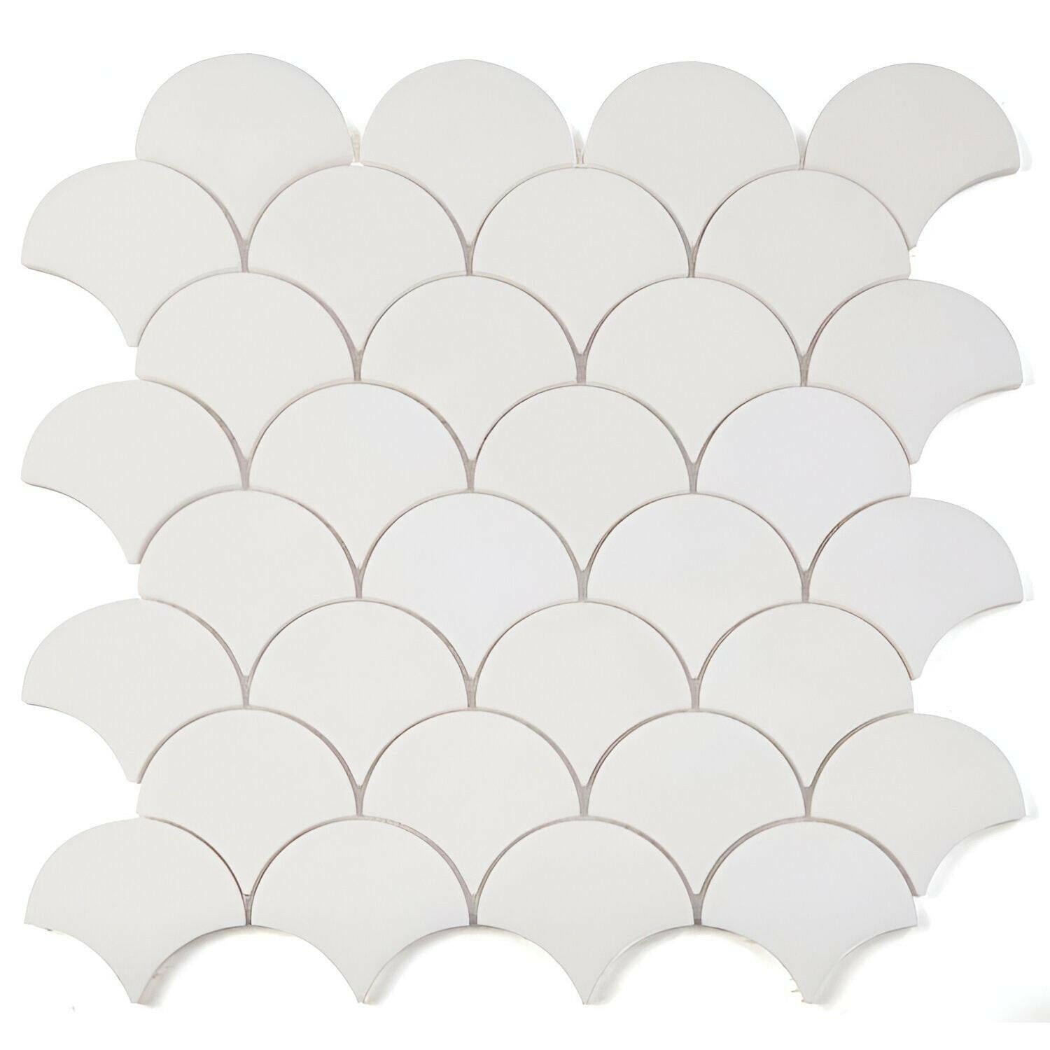 Fish Scale Thassos Honed Marble Mosaic Tile-American Tile Depot