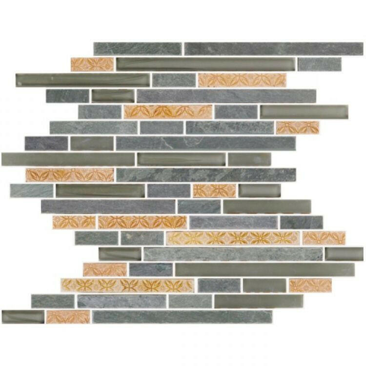 Horizon TK Light Grey Slate Linear Mosaic Tile Horizon TK Light Grey Slate Linear Mosaic Tile - American Tile Depot