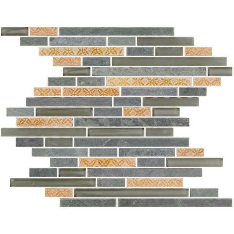Horizon TK Light Grey Slate Linear Mosaic Tile Horizon TK Light Grey Slate Linear Mosaic Tile - American Tile Depot