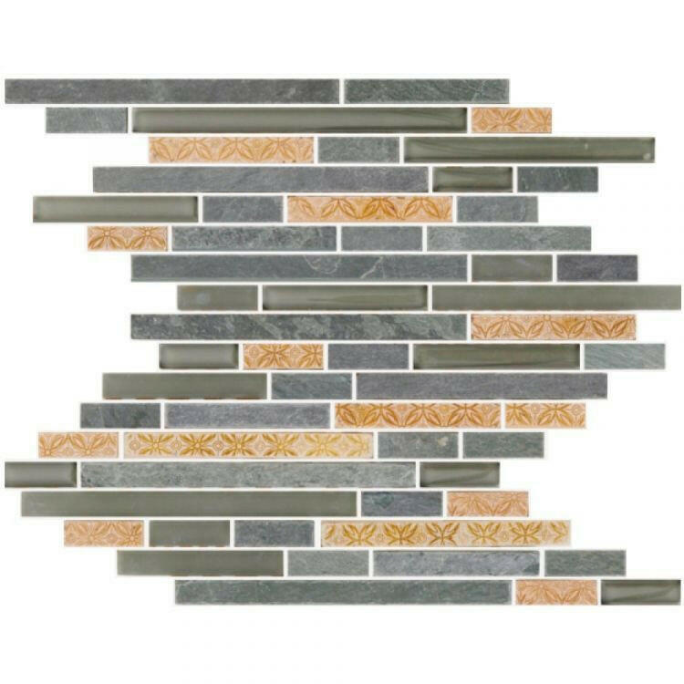 Horizon TK Light Grey Slate Linear Mosaic Tile Horizon TK Light Grey Slate Linear Mosaic Tile - American Tile Depot