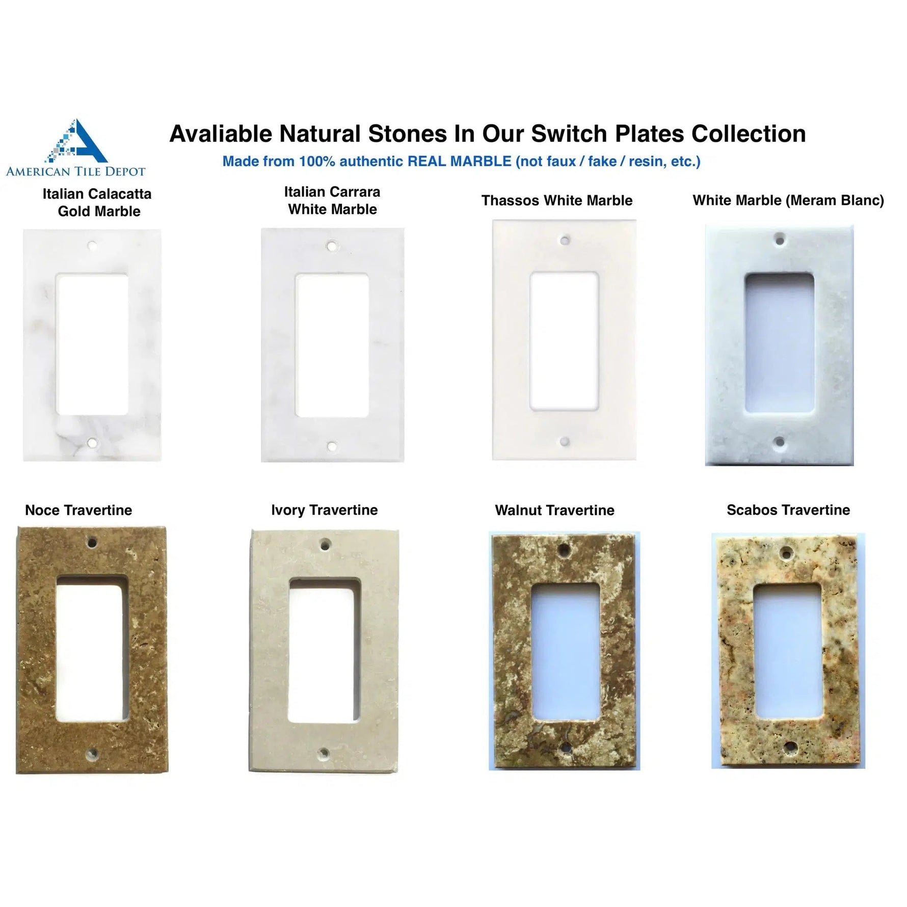 Italian Calacatta Gold Marble Quadruple Rocker Switch Wall Plate / Switch Plate / Cover - Honed-American Tile Depot
