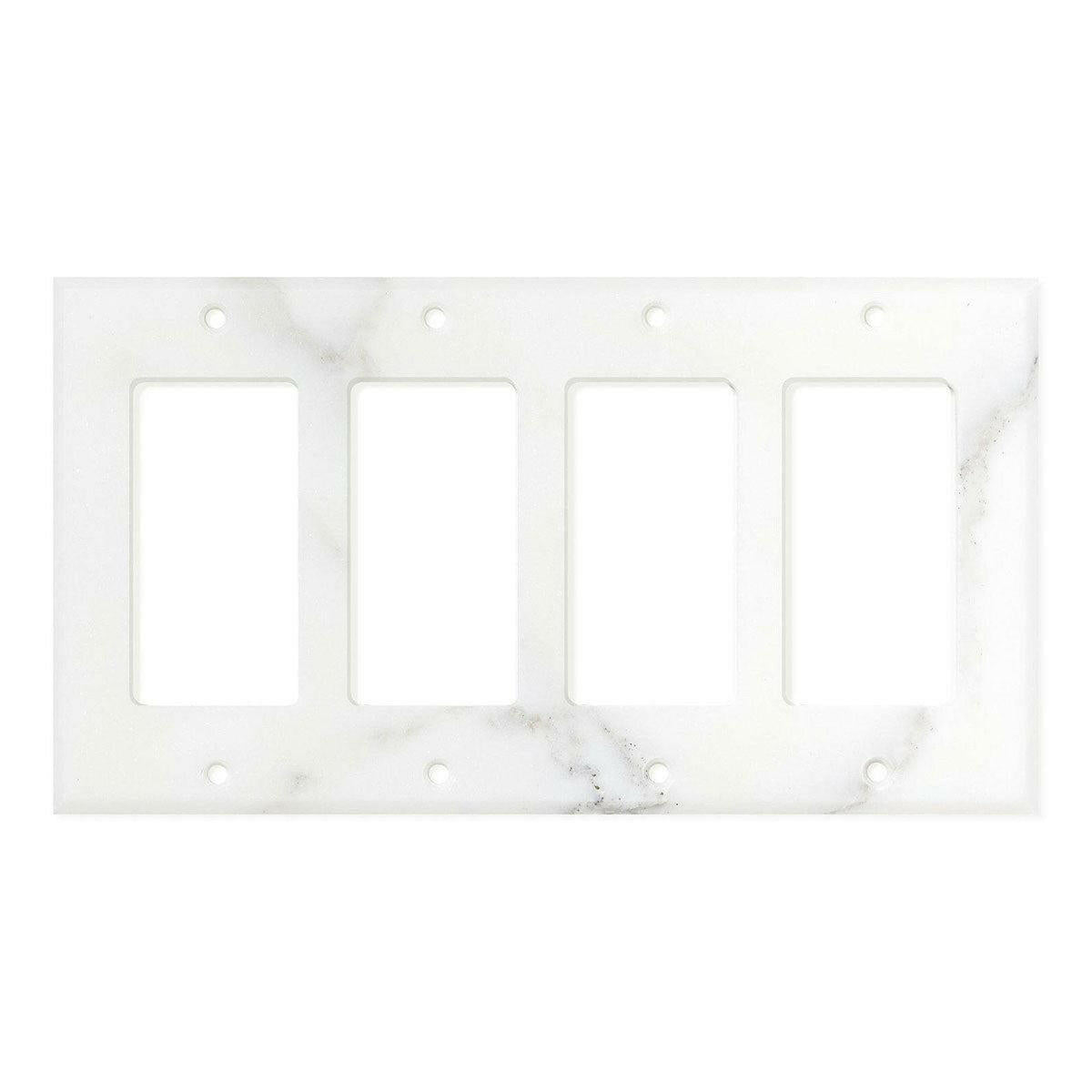 Italian Calacatta Gold Marble Quadruple Rocker Switch Wall Plate / Swi ...