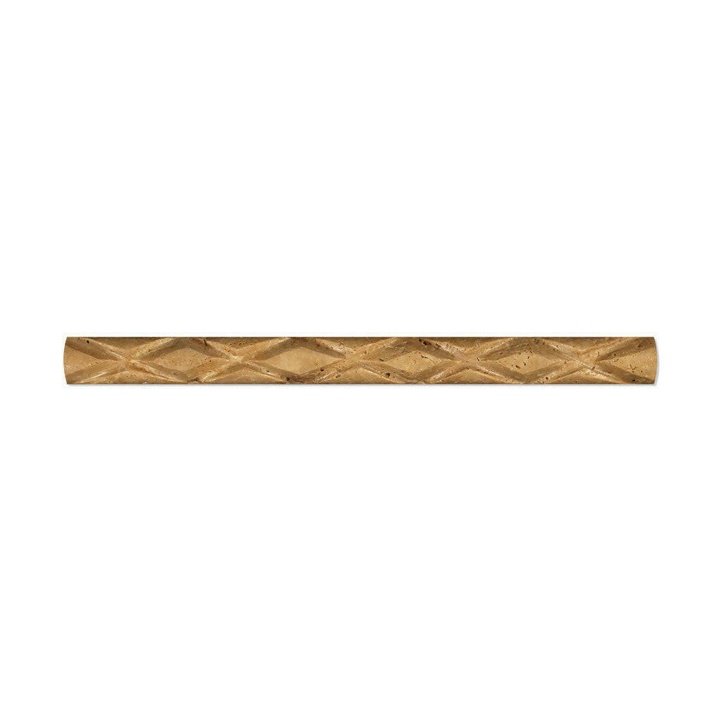 Noce Travertine Honed 1x12 Diamond Rope Liner