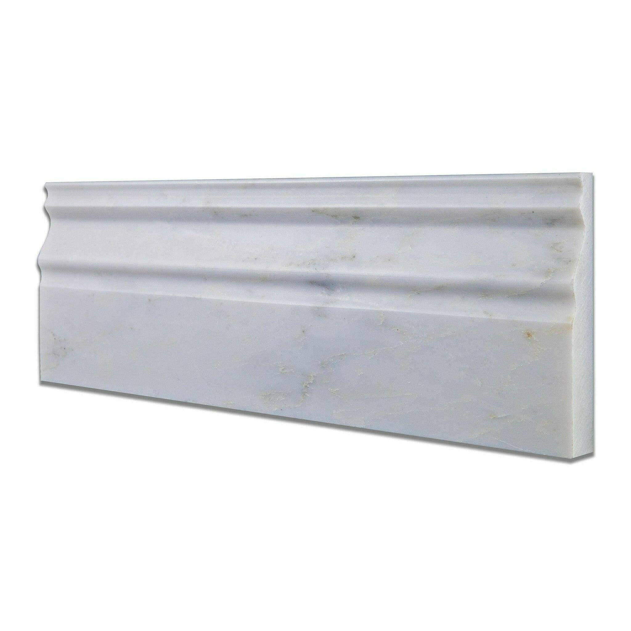 Oriental White / Asian Statuary Marble Honed Baseboard Trim Molding