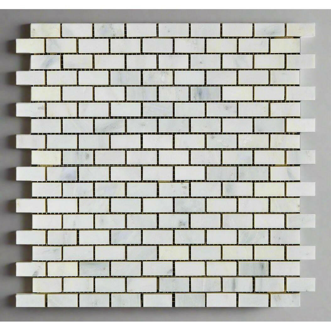 Oriental White / Asian Statuary Marble Polished Baby Brick Mosaic Tile-American Tile Depot