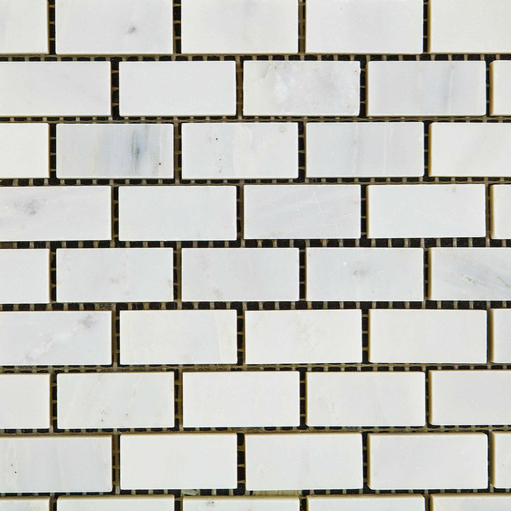 Oriental White / Asian Statuary Marble Polished Baby Brick Mosaic Tile-American Tile Depot