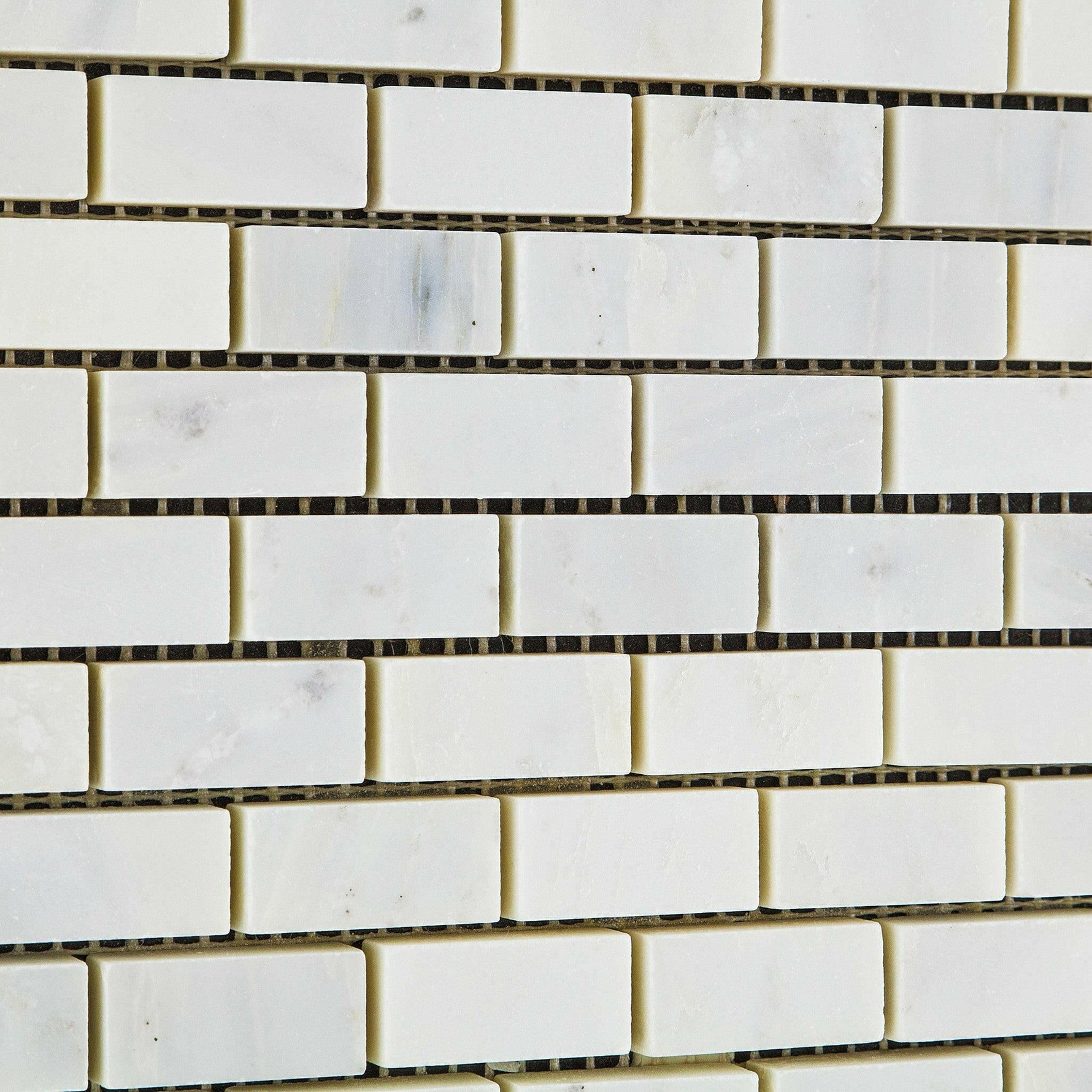 Oriental White / Asian Statuary Marble Polished Baby Brick Mosaic Tile-American Tile Depot
