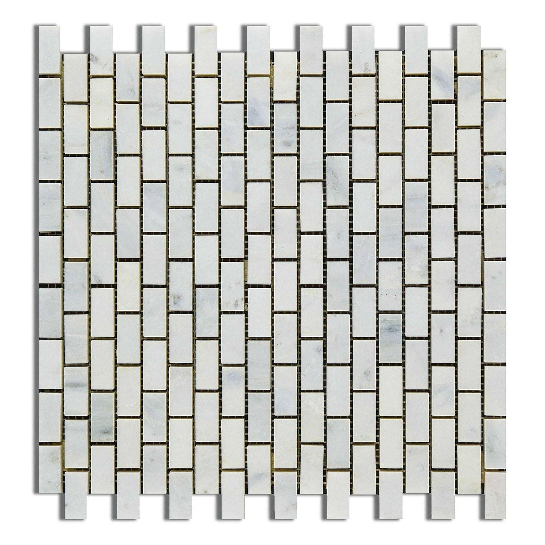 Oriental White / Asian Statuary Marble Polished Baby Brick Mosaic Tile-American Tile Depot