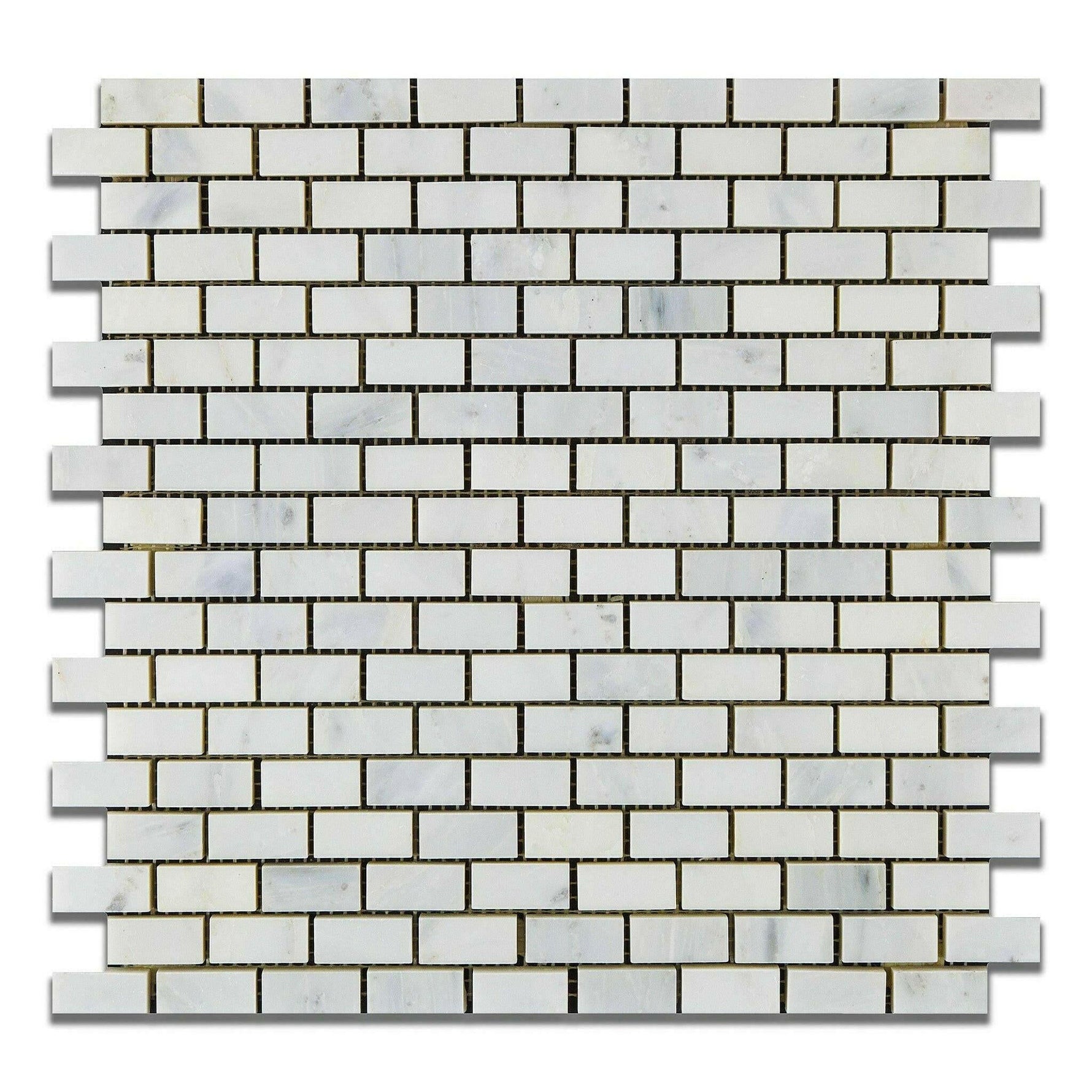 Oriental White / Asian Statuary Marble Polished Baby Brick Mosaic Tile-American Tile Depot