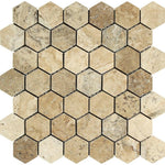 Philadelphia Travertine Tumbled 2'' Hexagon Mosaic Tile-American Tile Depot