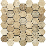 Philadelphia Travertine Tumbled 2'' Hexagon Mosaic Tile-American Tile Depot