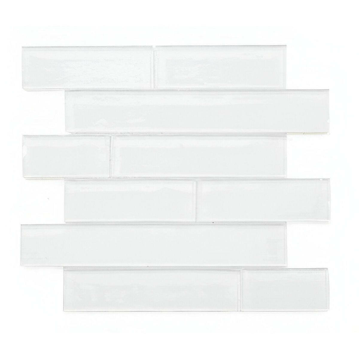 Ripple White Glossy Linear Glass Mosaic Tile - American Tile Depot