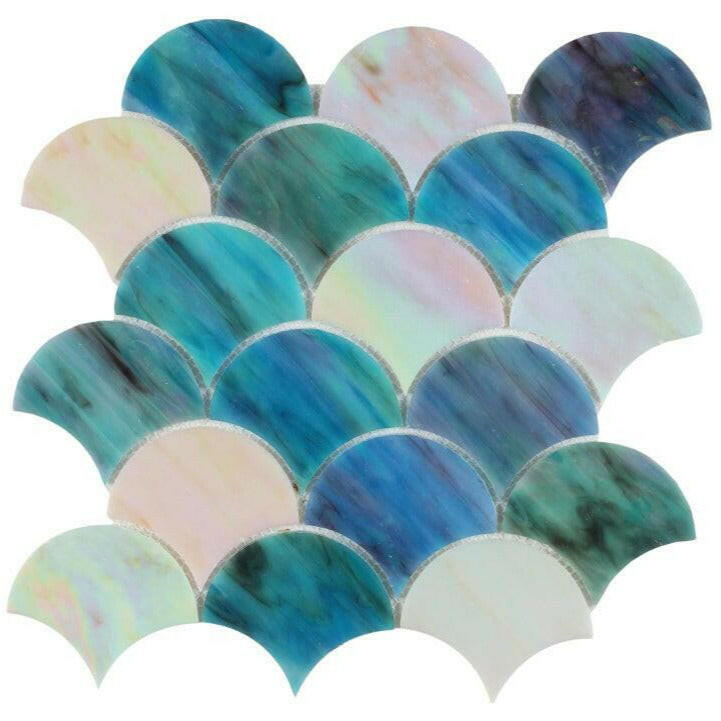 Seashell Sky Scale Glass Mosaic Tile - American Tile Depot
