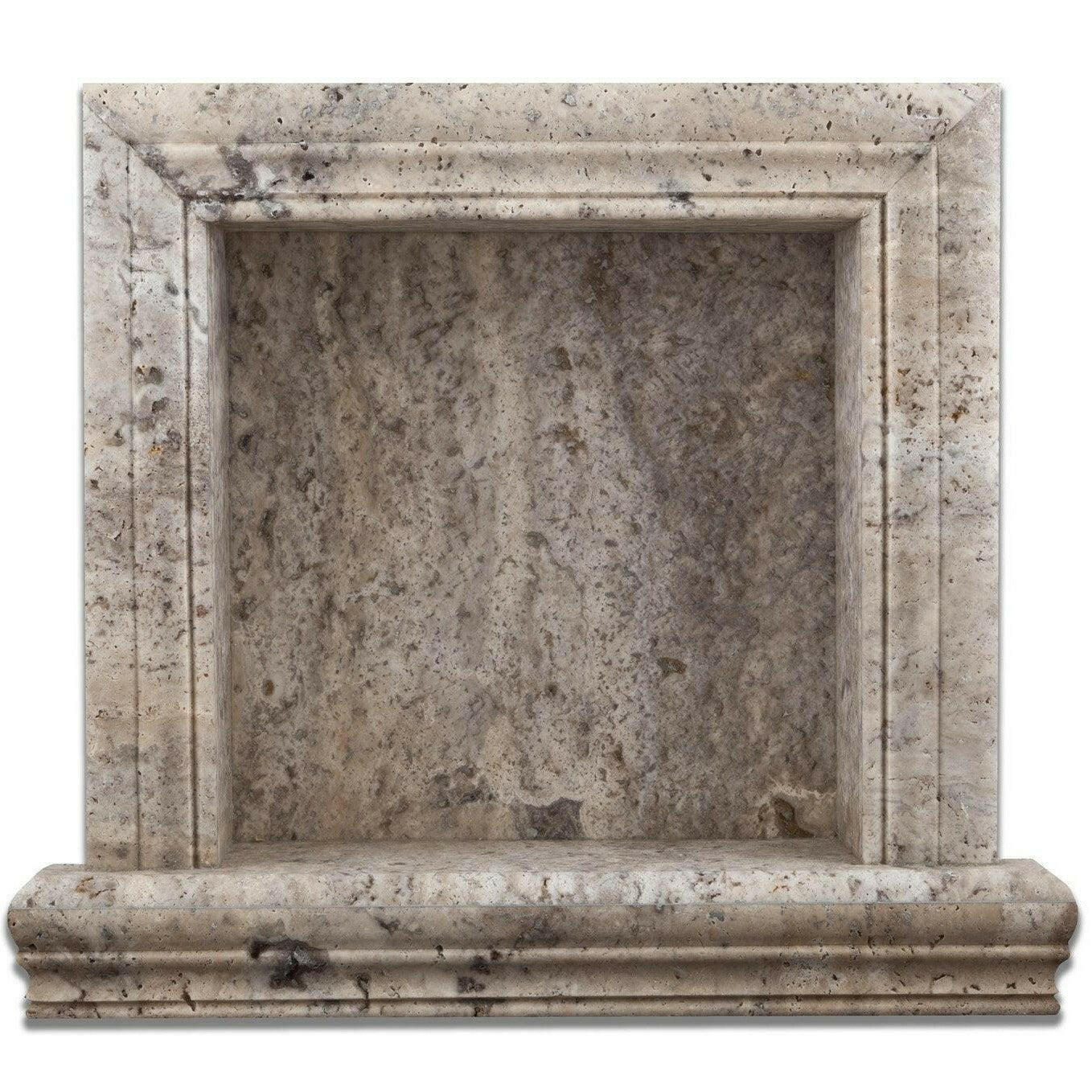 Silver Travertine Hand-Made Custom Shampoo Niche / Shelf - SMALL - Honed-American Tile Depot