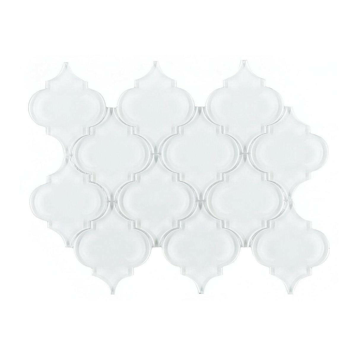 Sultan White Shining Glossy Arabesque Glass Mosaic Tile - American Tile ...