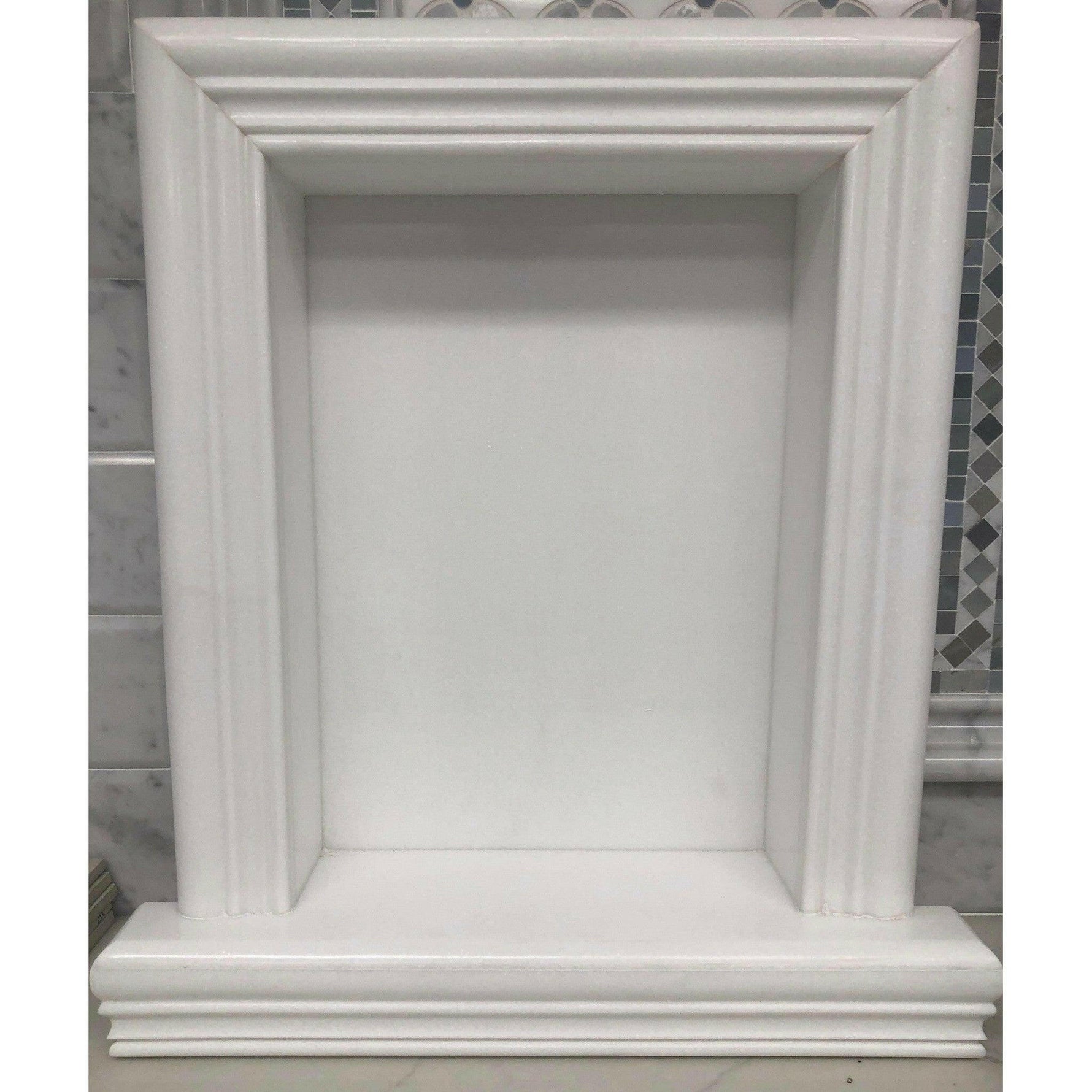 Thassos White Marble Hand-Made Custom Shampoo Niche / Shelf - LARGE - Polished-American Tile Depot