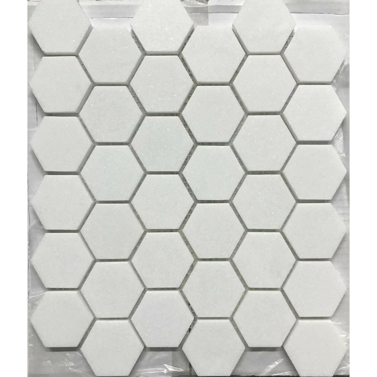 Thassos White Marble Honed 2" Hexagon Mosaic Tile-American Tile Depot