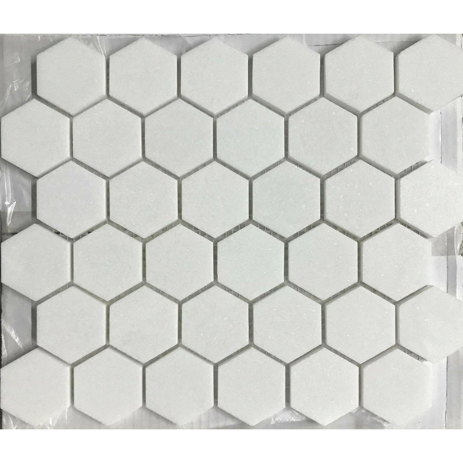 Thassos White Marble Honed 2" Hexagon Mosaic Tile-American Tile Depot