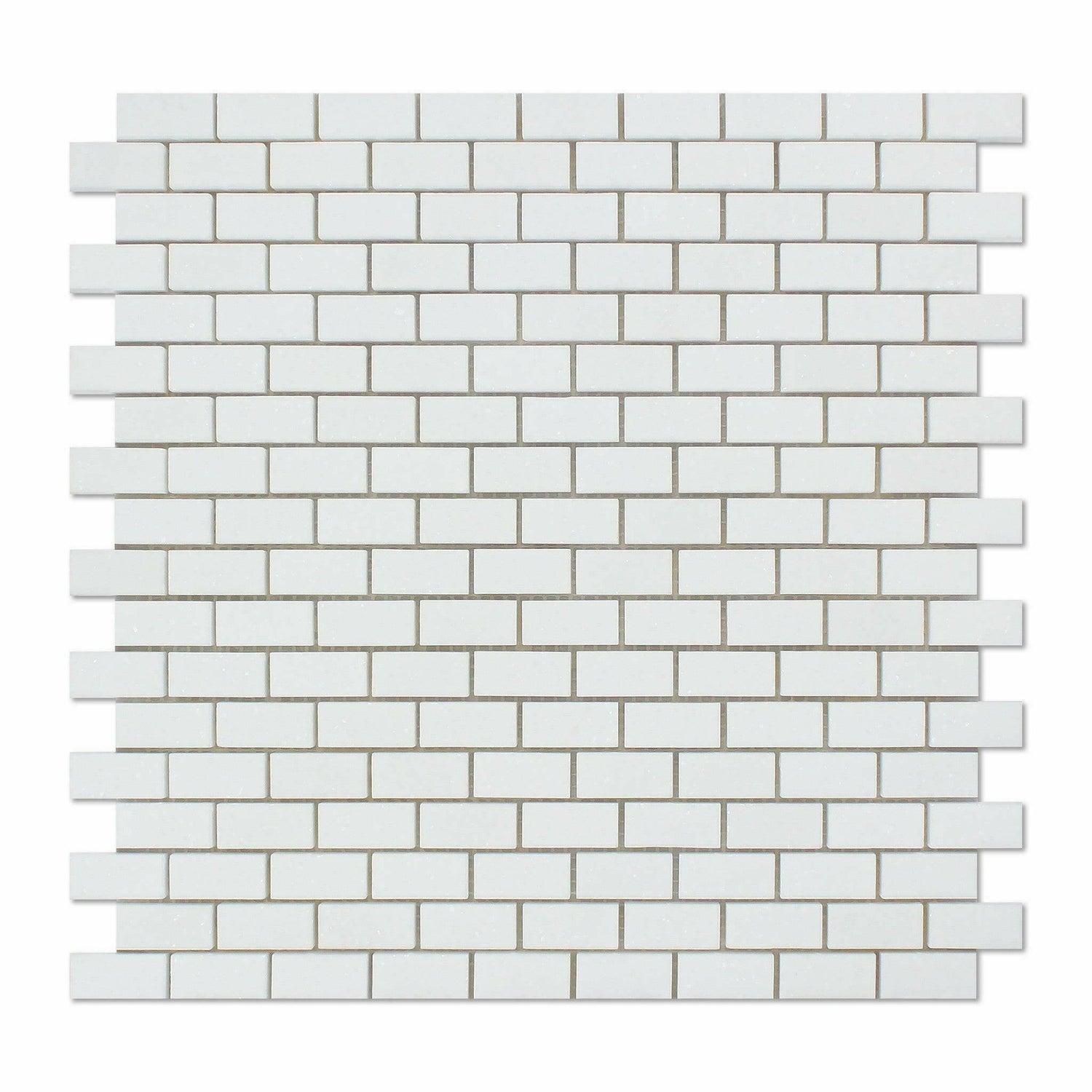 Thassos White Marble Honed Baby Brick Mosaic Tile-American Tile Depot